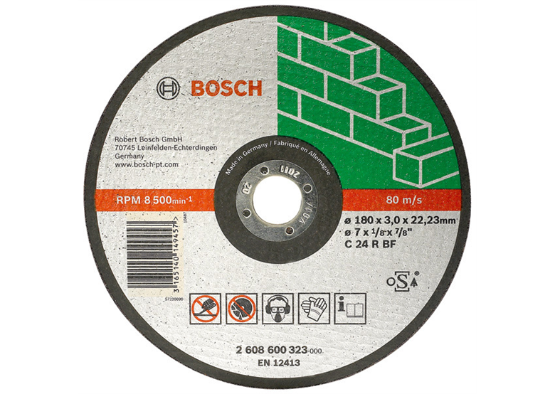 Řezný kotouč, přímý, na kámen C 24 R BF, 180 mm, 22,23 mm, 3 mm Bosch 2608600323