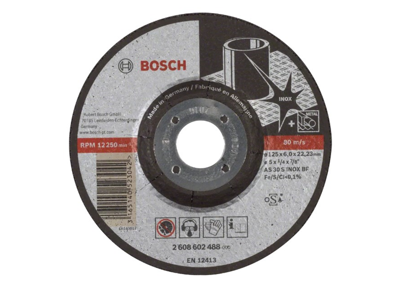 Brusný kotouč Inox AS 30 S INOX BF, 125 mm, 22,23 mm, 6,0 mm Bosch 2608602488