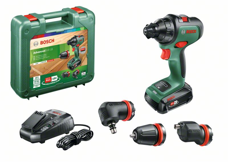 Vrtací šroubovák se sadou sklíčidel Bosch AdvancedDrill 18 1x2.5Ah