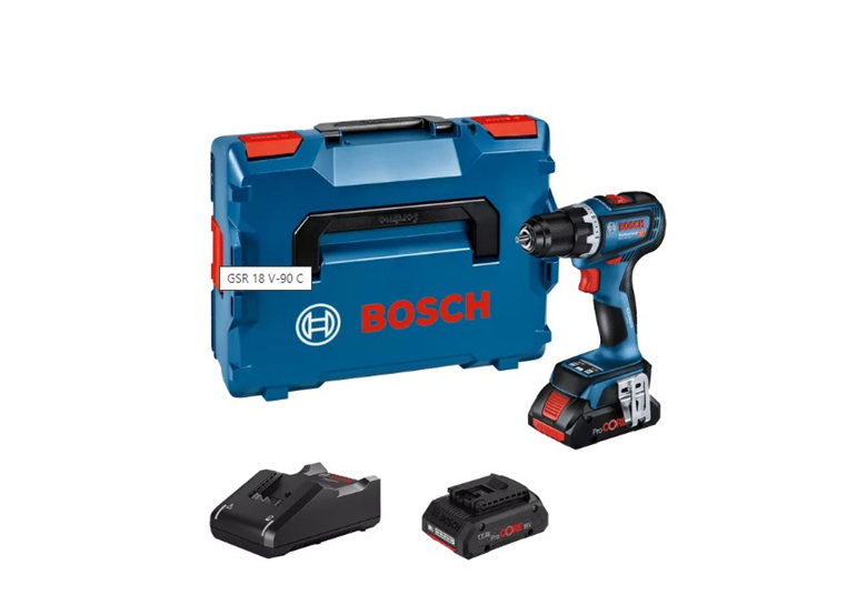 Aku vrtačka/šroubovák s přiklepem Bosch GSB 18V-90 C 2x4,0Ah L-BOXX 136