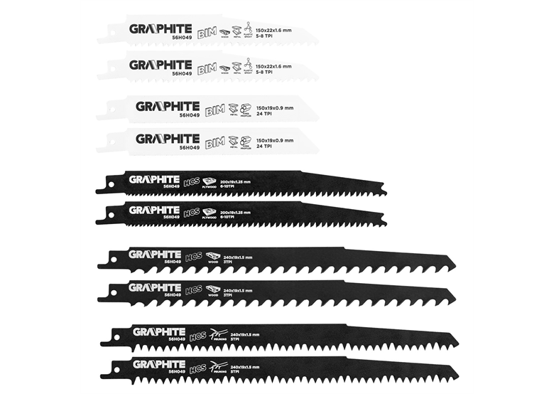 Pilačkové listy do přímočaré pily, 10 ks Graphite 56H049