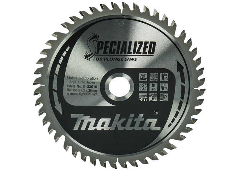 Řezný kotouč na dřevo Specialized 165x20mm, 48 zubů. Makita B-33015