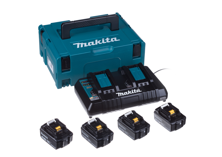 18V 3,0Ah x4 akumulátory a nabíječka Makita BL1830+DC18RD