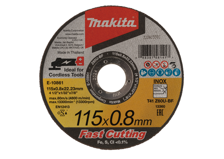 Řezný kotouč Inox 115x0,8x22 mm extra tenký Makita E-10861