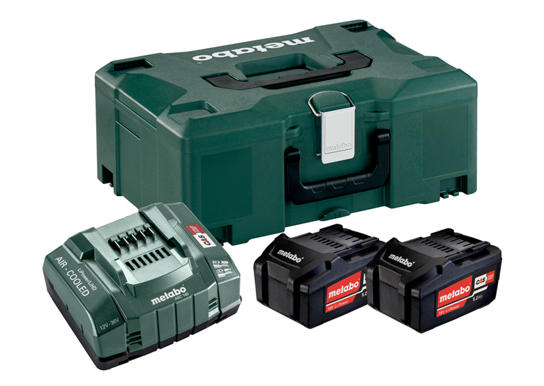 Sada 2 akumulátorů 18V Li-Power 5,2Ah s nabíječkou ASC 30-36V v MetaLocu Metabo 685065000