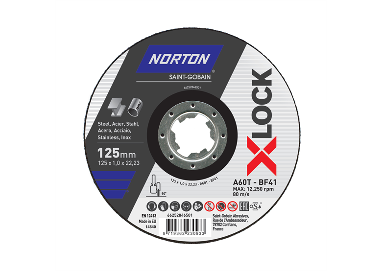 Řezný kotouč Norton A60T-125x1.0x22.23-T41 NOR-XLock