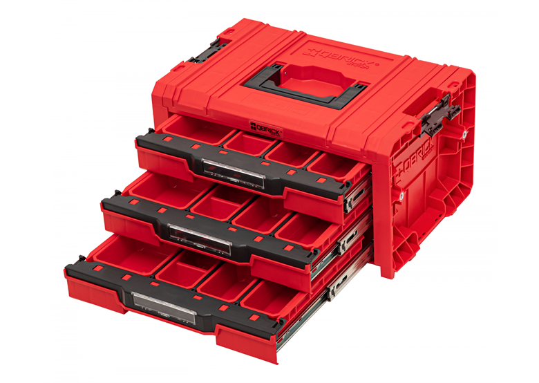 Box se šuplíky Qbrick System PRO 2.0 DRAWER 3 TOOLBOX EXPERT RED