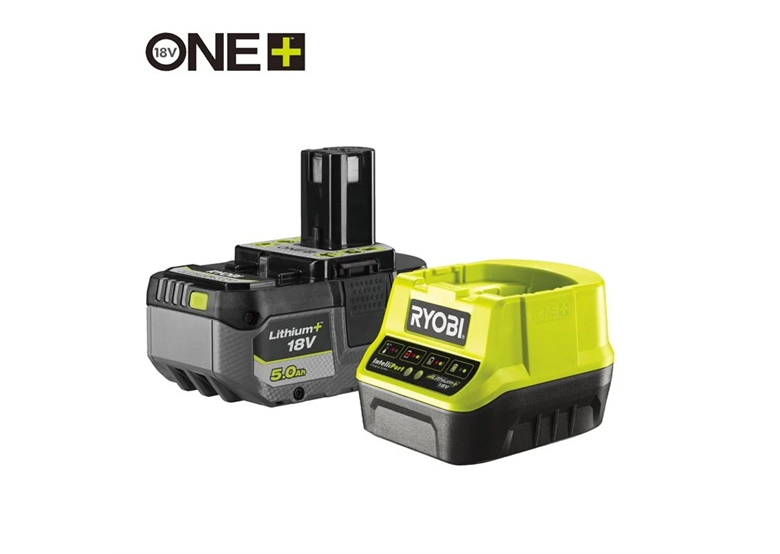 18V 5,0Ah akumulátor a nabíječka: 1x5,0Ah RB18L50X + 1xRC18120 Ryobi ONE+ RC18120-150