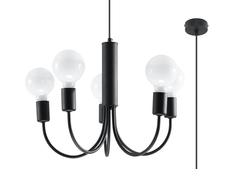 Chandelier PICCOLO 5 black Sollux Lighting Crimson