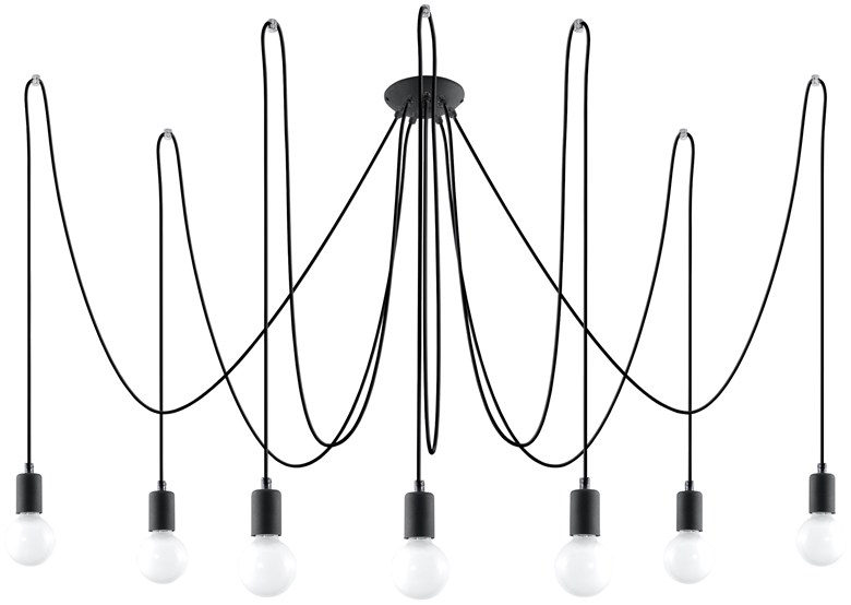 Chandelier EDISON 7 black Sollux Lighting Nickel