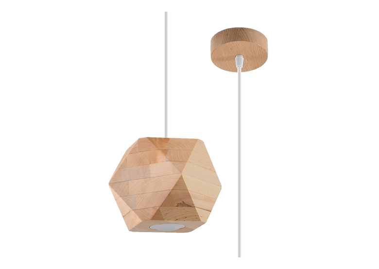 Pendant lamp WOODY natural wood Sollux Lighting Peach Puff