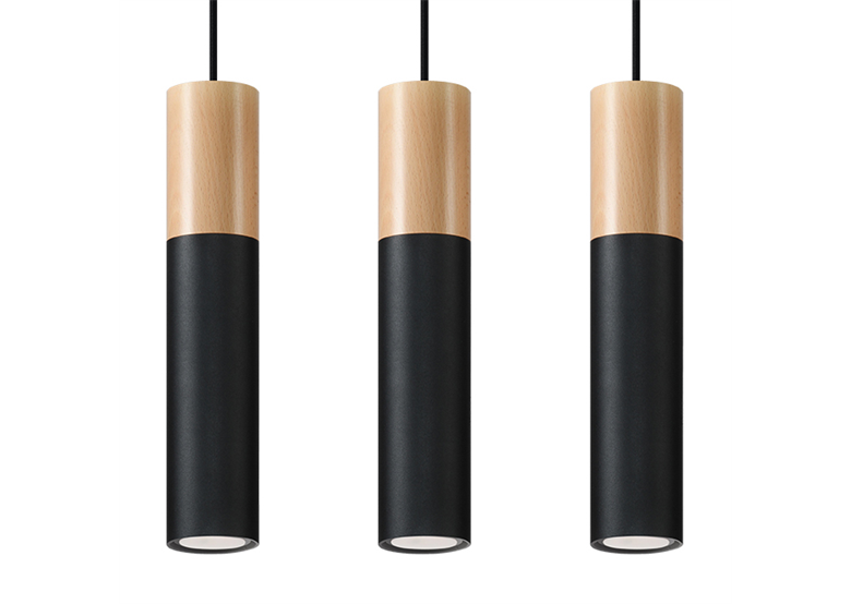 Pendant lamp PABLO 3 black Sollux Lighting Peach Puff