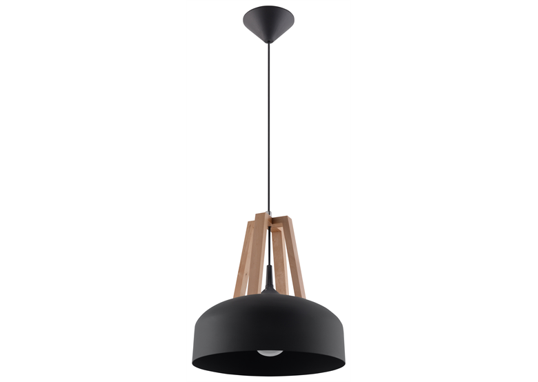 Pendant lamp CASCO black/natural wood Sollux Lighting Peach Puff